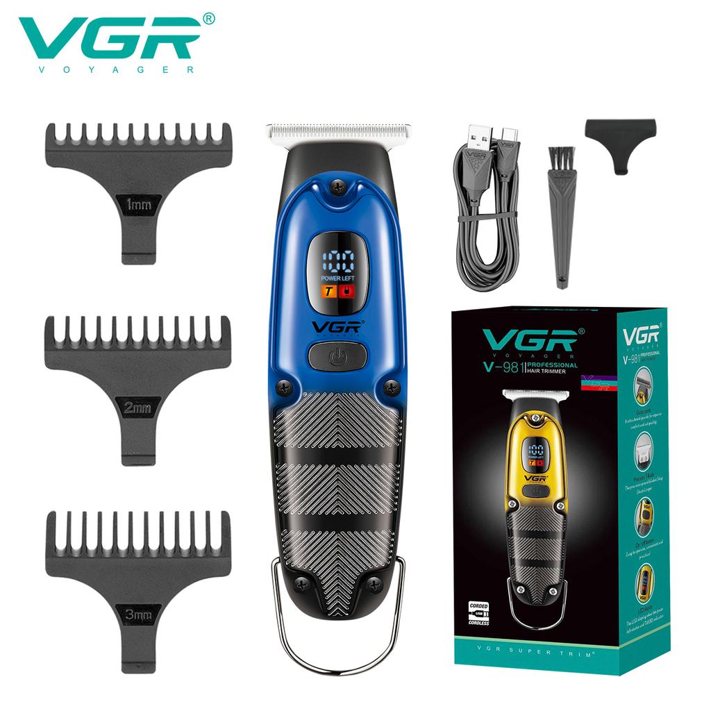 VGR Portable Electric Hair Clipper USB Charging Professional Styling Trimmer with Intelligent Digital Display Clipper Carved Home Razor Shaver V-981