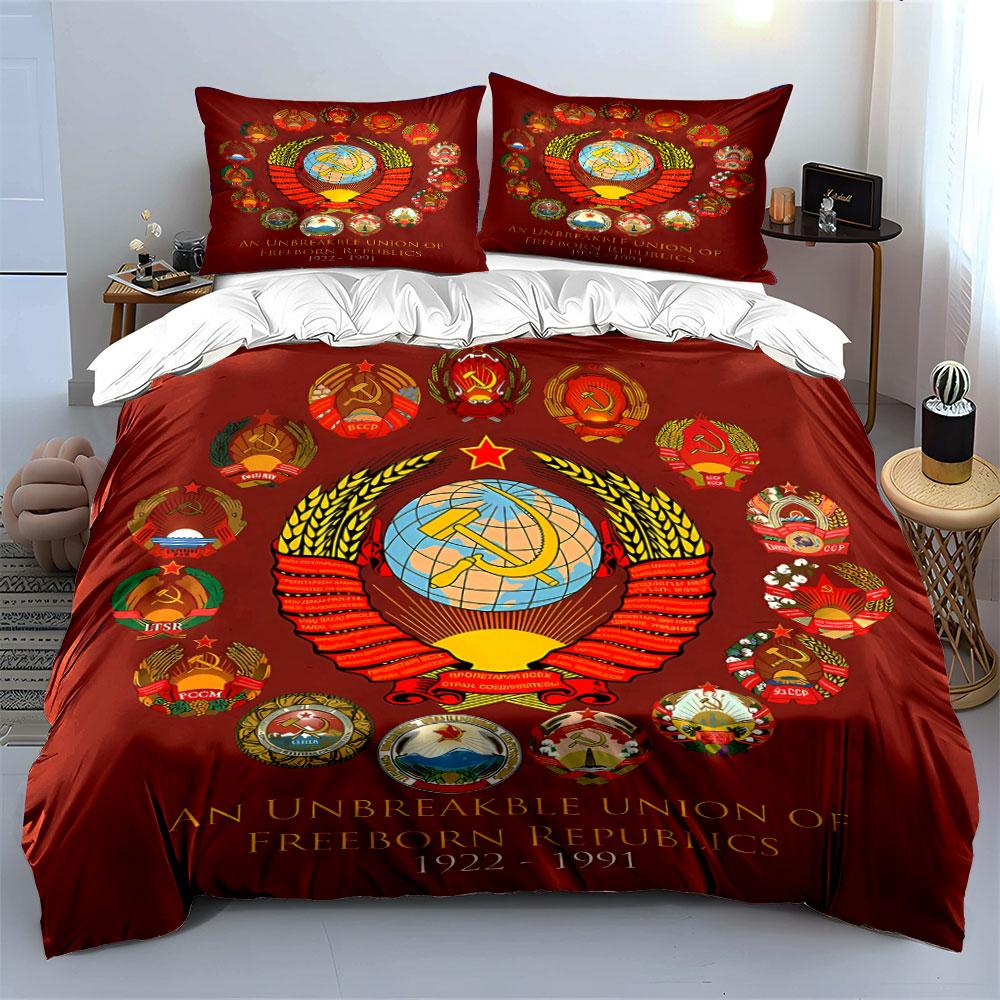 Sickle, Hammer, Star Emblems. Bedding Sets Duvet Cover Sets Duvet Covers Pillowcases(1* Duvet Cover 2* Pillowcases Without Duvet Insert)