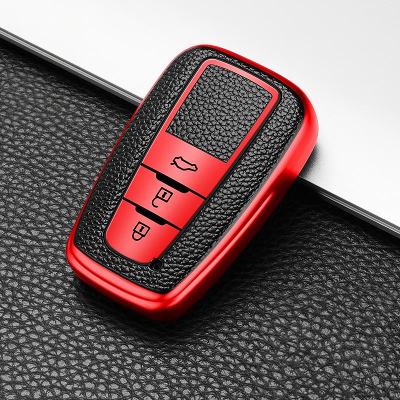 Leather 2/3 Button TPU Car Remote Key Cover Case Shell For Toyota Camry RAV4 Prius CHR C-HR Avalon Corolla Land Cruiser Prado Accessories