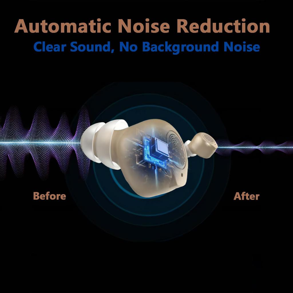 Invisible Rechargeable Hearing Amplifiers for Seniors , Smart Touch Control, Magnetic Fast Charging with Charging Case, Clear Sound, Comfortable Fit