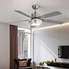 Modern Minimalist Stainless Steel Ceiling Fan Light Living Room Household Integrated Fan Light Remote Dimming Energy-saving