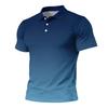 Men’s Loose Fit Casual Gradient Print Short Sleeve Polo Shirt with Turn Down Collar Soft Comfortable Fabric