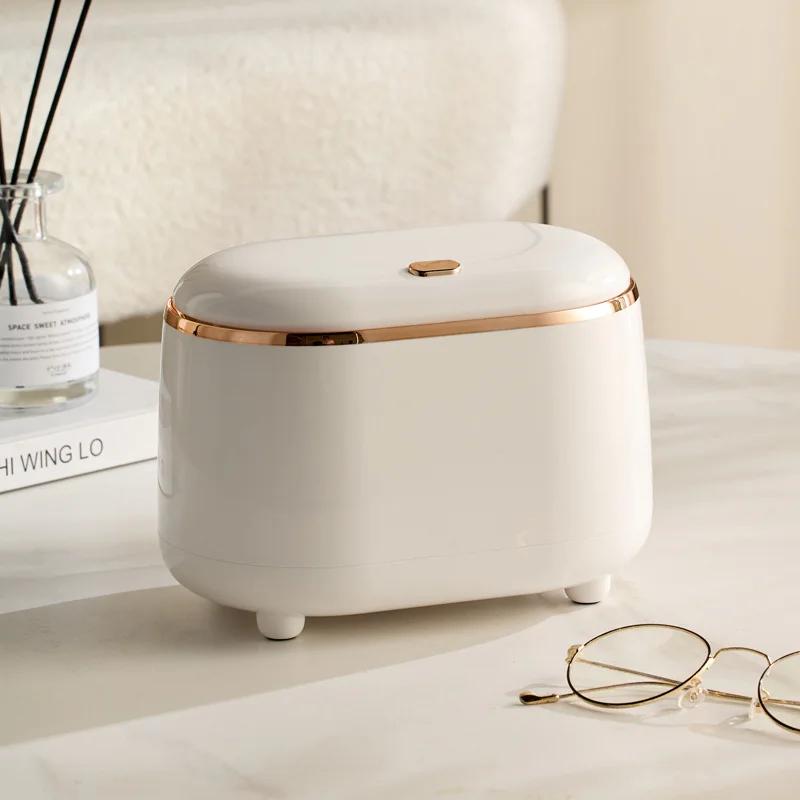 Light Luxury Style Press Desktop Small Trash Can Kitchen Bathroom Trash Bin Double Layers Design Garbage Bucket