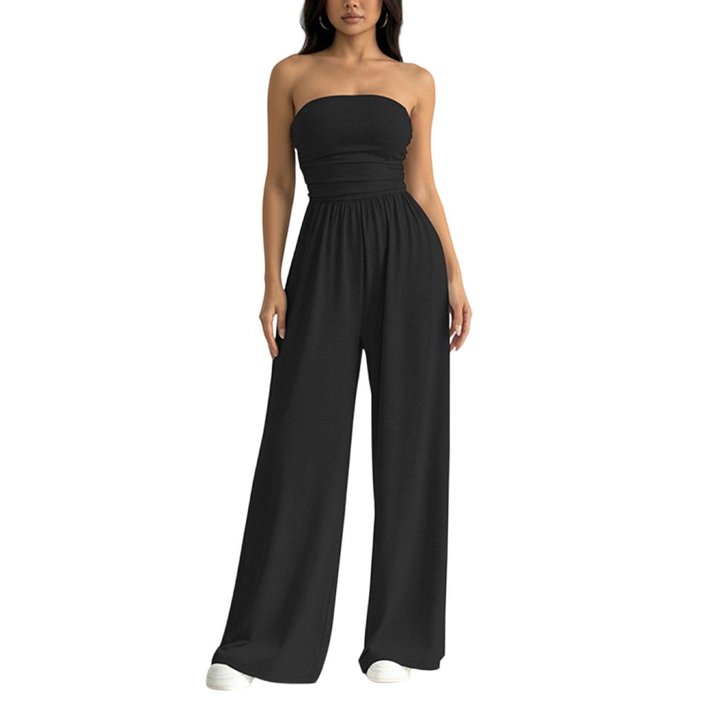 Damen Sexy Trägertop Elastisch Locker Weit, Bein Jumpsuit