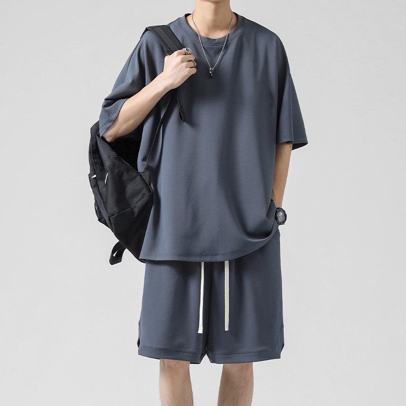 

8XL300 Большой размер 2025 Быстросохнущий Летний Беговой Спортивный Баскетбольный Комплект: Мужская повседневная рубашка с коротким рукавом и шорты. XXXL синий