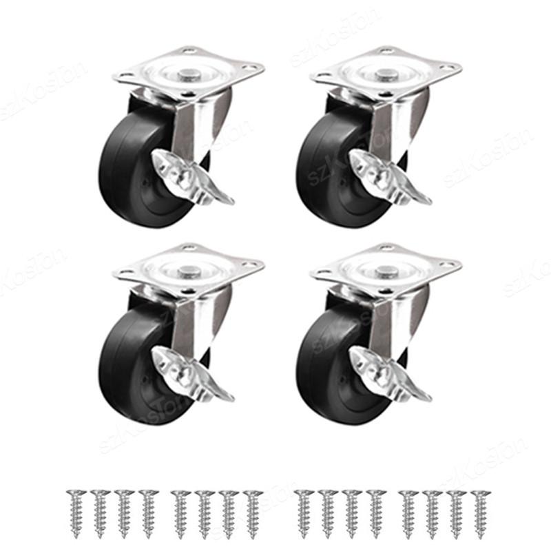1/1 inch PVC Furniture Casters Wear Resistant Mute Universal Heavy Trolley Wheels 161 Degrees Swivel Castor Accessory