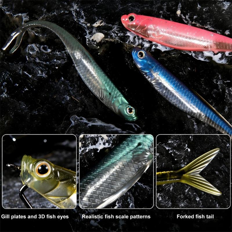 6Pcs Soft Lures Floating Baits Artificial Swimbaits Fork Tail Swimbaits Lures Soft Artificial Baits Fishing Lures