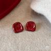 White Ankola Red Stud Earrings Women'S Retro Temperament High-End Earrings Light Luxury Design Earrings Factory Batch
