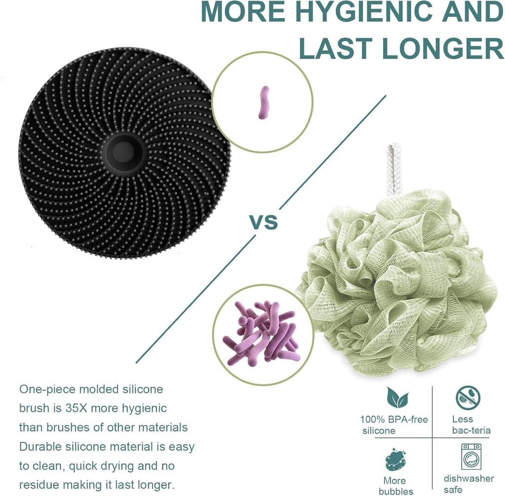 KROYWEN Silicone Body Scrubber Shower Bath Brush, More Hygienic Than Traditional Loofah, Lather Nicely, Long Lasting, Gentle Exfoliating for Women