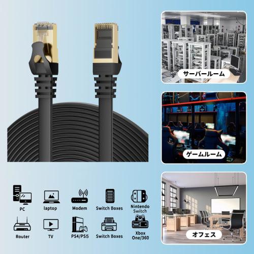 LAN Cable 3M CAT8 Flat Ethernet Cable 40Gbps/2000MHz Gold Plated PoE Power Supply 28AWG Waterproof Internet Cable STP Shielded Superluminal Cable for