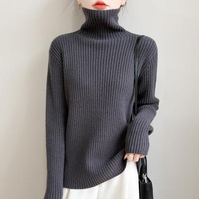 Thickened Pile Collar Base Knitted Sweater, High-neck Sweater for Women, New Warm Sweater Top