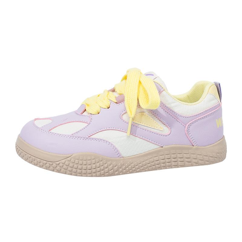 Cream Yellow College Wind Small Fresh Soft Sole Rhombus Mesh Big Head Shoes Outdoor Hiking Is Not Tired