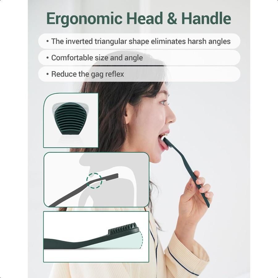 DEARCUS Korean Tongue Scraper with 3 Replaceable Heads 100% BPA Free TPE Tongue Cleaner Reduce Bad Breath and Without Hurt Hygi