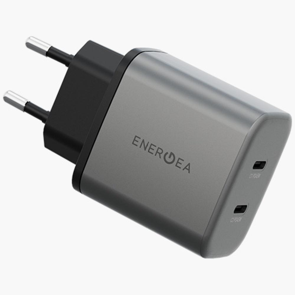 Energea Ampcharge GaN45 2xUSB-C PD/PPS/QC3.0 45W Gray Wall Charger