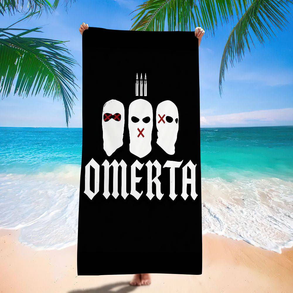 Marke Omerta Maes 47 Logo Schwarzes Mikrofaser Strandtuch Saugfähig Schnelltrocknend Weich Yoga Schwimmen Resort Bergsteigen Handtuch
