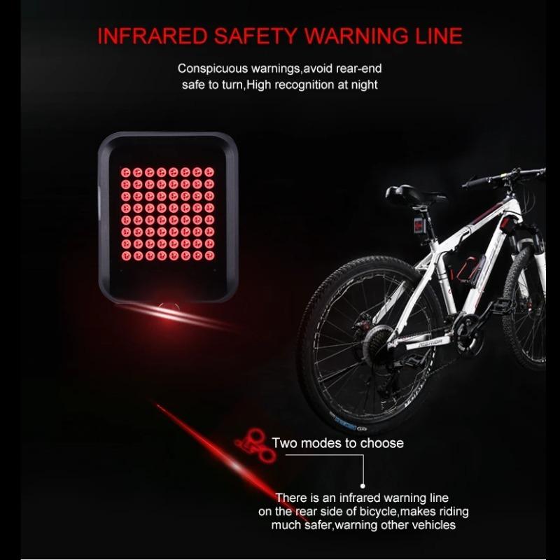 Smart Bike Tail Light USB Rechargeable LED Turn Signal Brake Warning Lamp for MTB Road Cycling Safety