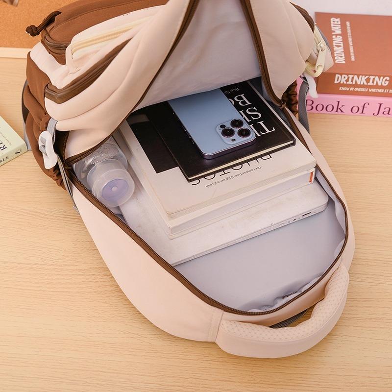 High Value, Fresh and Sweet Backpack, Junior High School Students Contrasting Color Splicing Large-capacity Backpack