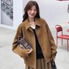 Women S Vintage Suede Jacket Loose Fit Lapel Casual Moto Coat
