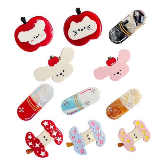 Hairpin Cartoon Style Hair Clip with Stable Grip Durable Acetate Cute Hairpin for Girls Photography Accessories