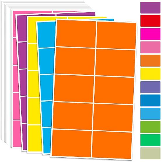 360 Pcs Colored Label Stickers,12 Colors 3" X 2" Color Coding Labels, Home Moving Labels, Name Sticker