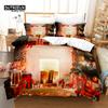 Fireplace Christmas Bedding Set, 3Pcs Duvet Cover Set, Soft Comfortable Breathable Duvet Cover, For Bedroom Guest Room Decor