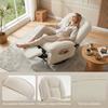 Chenille Reclining Armchair, 360 Degree Swivel, Side Pockets, Cream