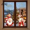 Festive Party Supplies 2Pcs Christmas Window Clings Santa Claus Elk Static Decals Reusable Glass Stickers Removable Cute Cartoon Holiday for