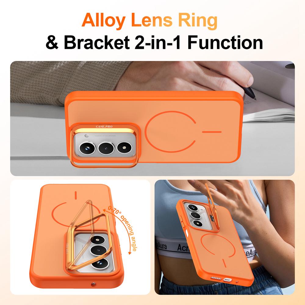 KEYSION Matte Skin Feel Lens Stand Phone Case for Magsafe for Xiaomi POCO M8s 5G Magnetic Shockproof Cover for POCO M8S 5G