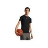 Li Ning CBA Series Solid Color Logo Round Neck Comfortable Breathable Slim Fit Short Sleeve Fitness Shirt Men tops Black AUDU113-2