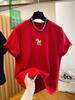 Korean Exquisite Horse Embroidery Women's Loose Black T-shirt - Short Sleeve 2026