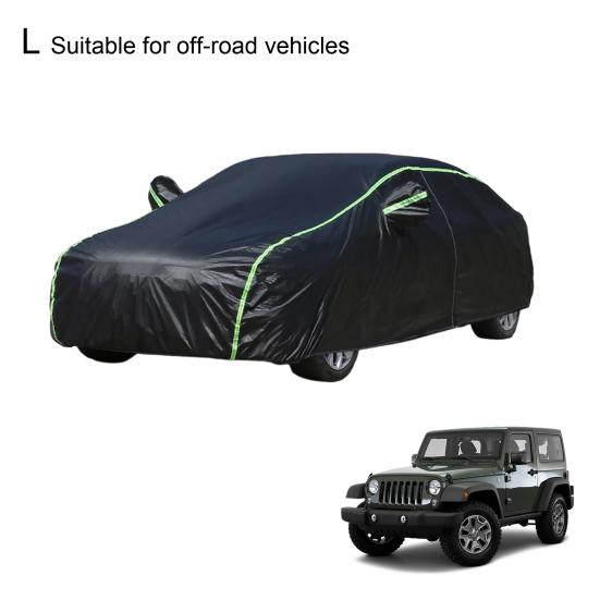 All Season Car Cover with Reflective Stripes Waterproof UV Reflective Snowproof Windproof Outdoor Vehicle Cover for Sun Rain Snow And Dust Universal