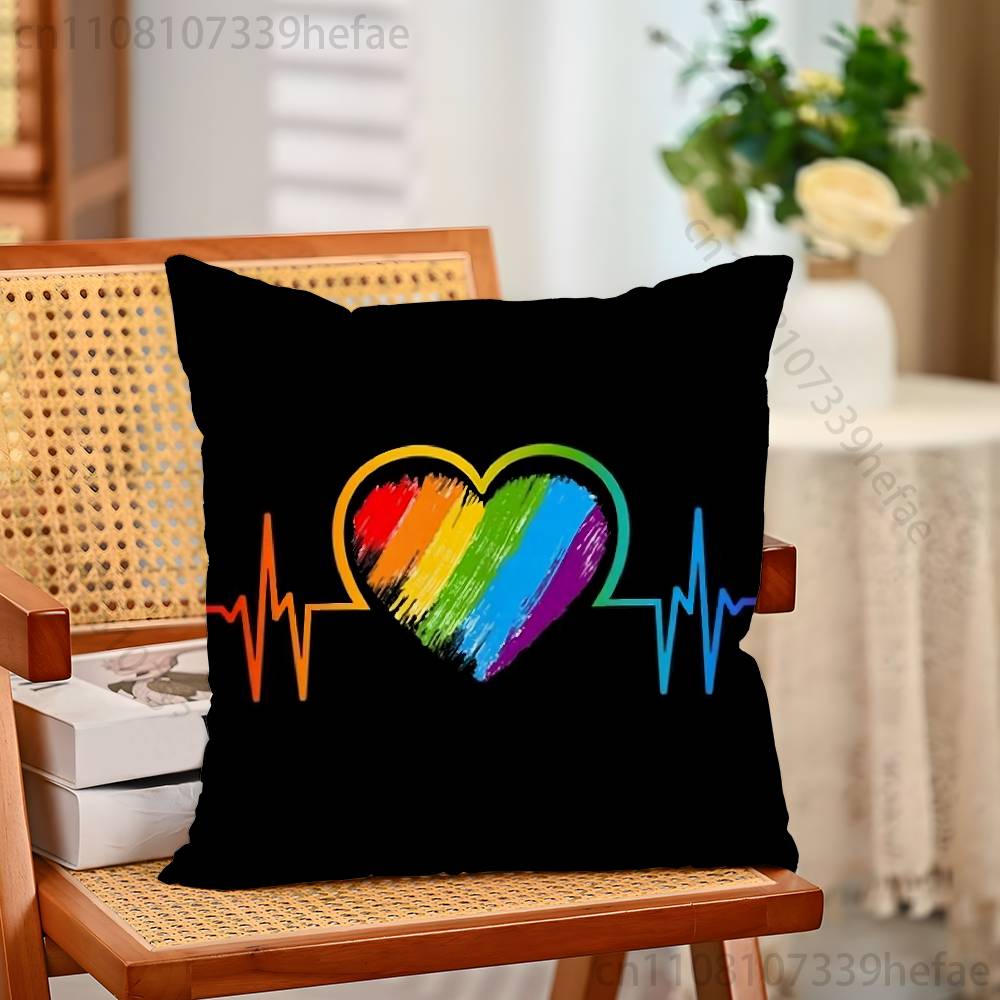 Lesbian LGBT Rainbow Pride Pillow Case Plush Pillow Cases Home Decoration Pillow Cover for Sofa Bed Chair Living Room
