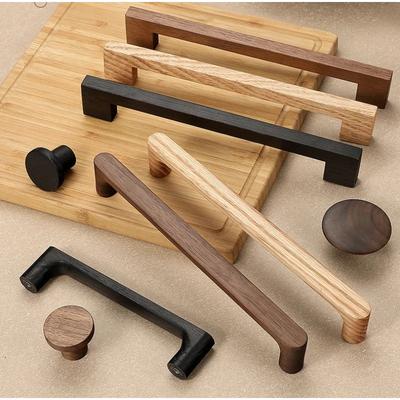 Wooden Cabinet Door Handle Cupboard Door Knob and Handle Kitchen Cabinet Knobs Wardrobe Door Handles for Furniture Hardware