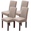 4pcs Jacquard Stretch Chair Covers Dining Room Elastic Slipcovers Stretchable Seat Cover Dustproof Chair Protective Home Decor