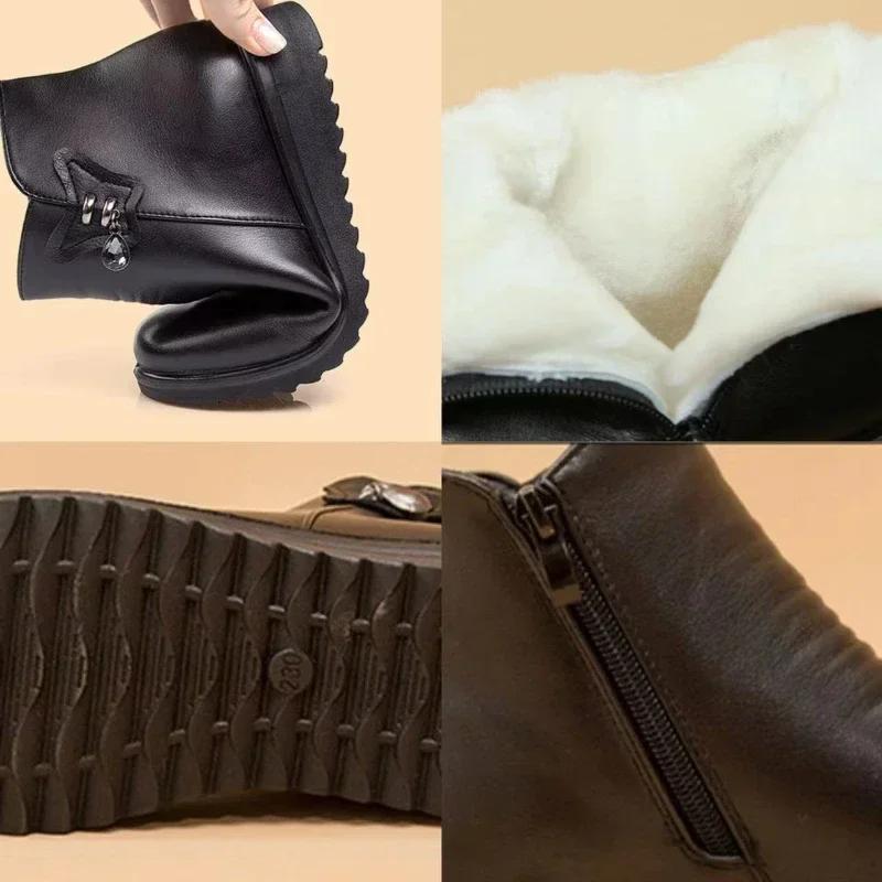 Fashion Winter Women's Boots Warm Cotton Shoes Soft Soles Womens Snow Boots Plush Nude Boots Comfortable 2024 New