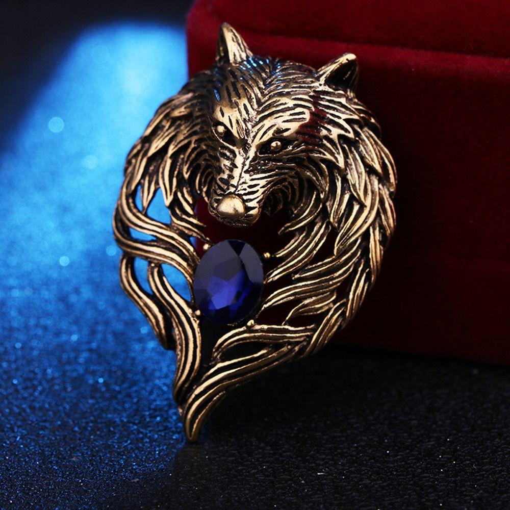 

Zinc Zinc Alloy Wolf Corsage Niche Design Fashion Jewelry Korean Style Brooch Men Brooch Clothing Accessory серебряный/синий