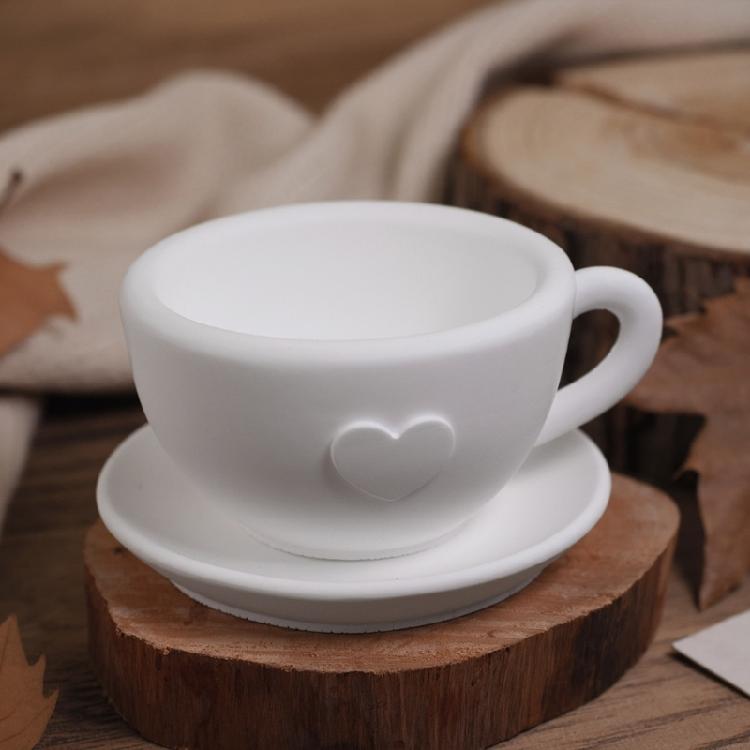 Teacup Candle Holder Silicone Molds with Heart Pattern Handmade Ornament Moulds Silicone Texture for Craft Enthusiasts