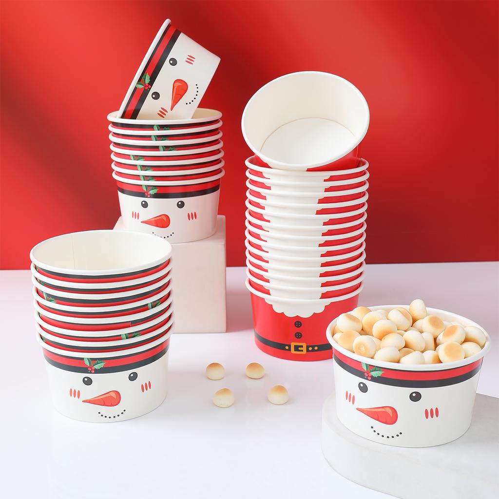 Christmas Santa Claus Paper Bowl Noel Snowman Disposable Bowl Merry Christmas Decor For Home 2025 New Year 2026