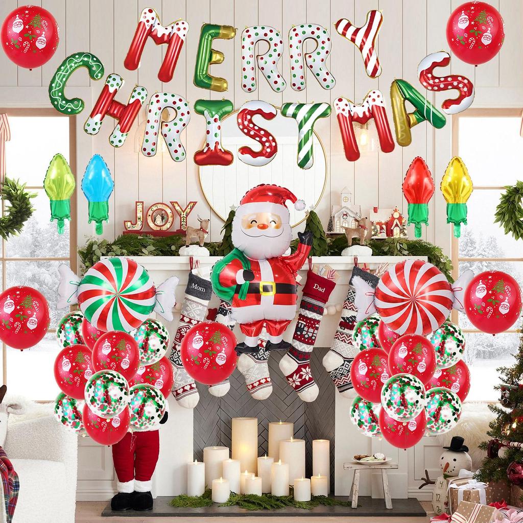 Christmas Party Balloons Festive Colorful Party Supplies Christmas Balloon Set Wall Banner For Wall Door Tree Patio Indoor