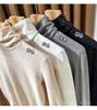 Women's Sequined High-Collar Brushed Corduroy Long Sleeve Shirt - 270g