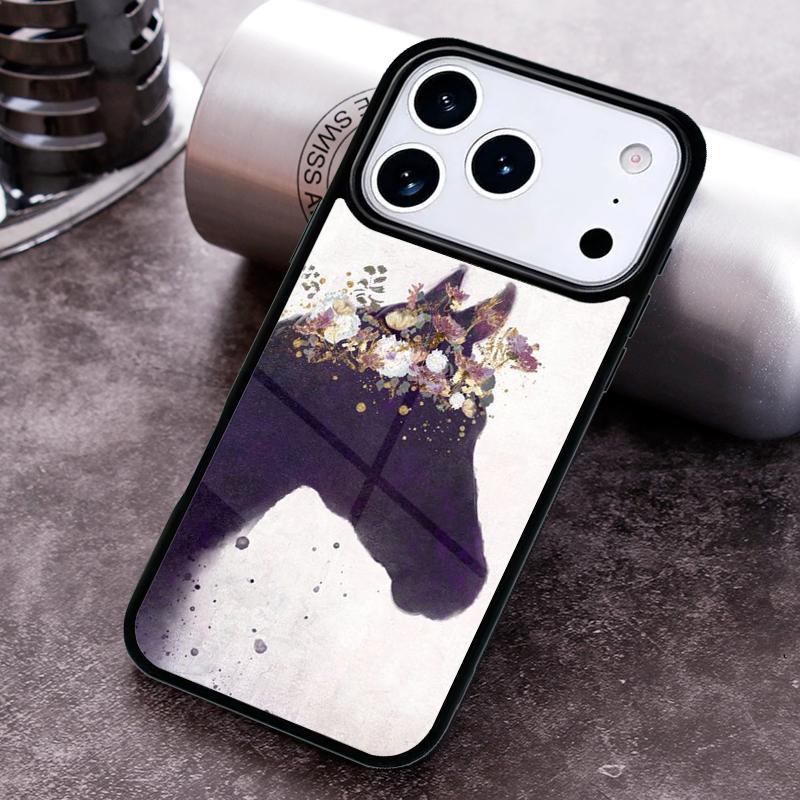 Horse Watercolor Flowers Phone Case for iPhone 17 16 15 Pro Max Air 14 13 12 11 Plus Shockproof Cover