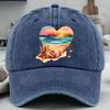 Beach Sunset Heart Print Baseball Cap Polyester Casual Adjustable Unisex Summer Hat