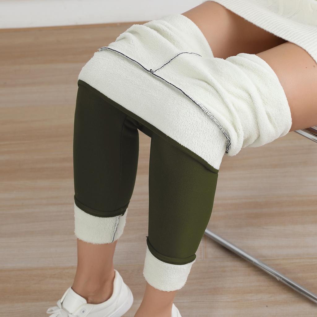 Autumn Winter Warm Fleece Women Leggings Velvet Thicken High Waist Tights Elastic Slim Solid Color Leggings Prevent Cold Tights