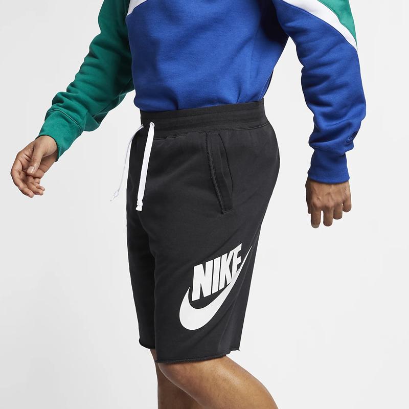 Nike Contrast Logo Print Running Drawstring Mid-Waist Casual Shorts Men Bottoms Black AR2375-010