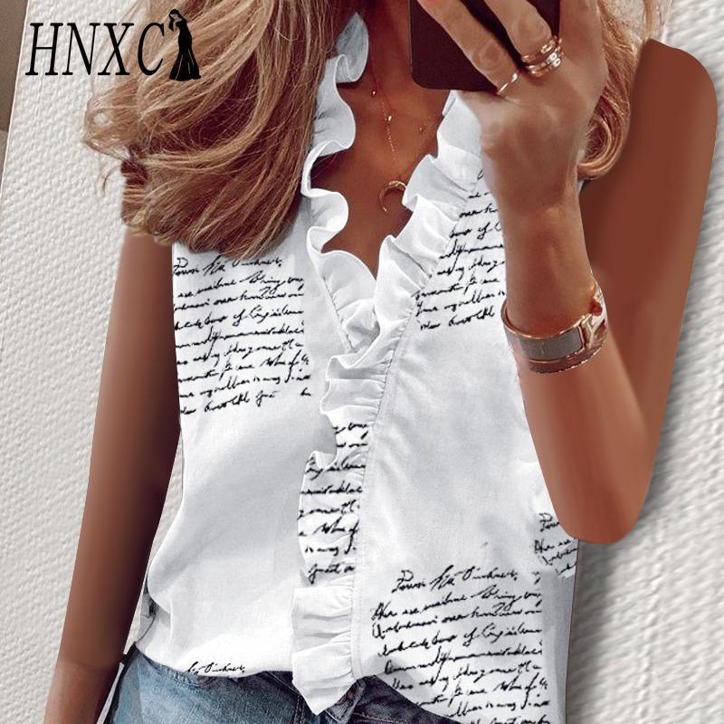 HNXC Women's Fashion Casual Sleeveless V Neck Blouses & Shirts