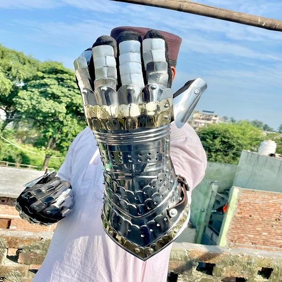 Knight Gauntlet Armor Gothic Gloves Set Halloween Cosplay Accessories Role Play Costume