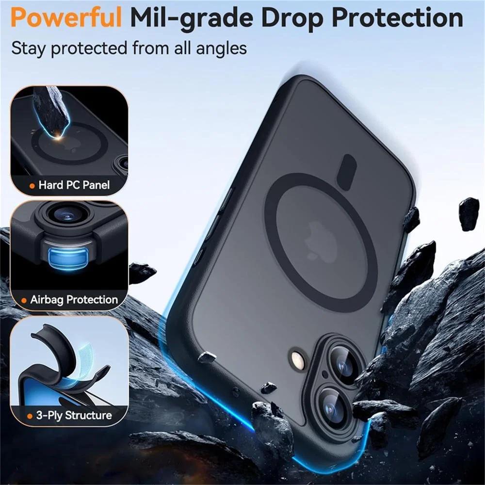 Magsafe Magnetic Case Matte Translucent PC Case For iPhone 16 Pro Max Plus  For iPhone 16 15 14 12 13 mini Wireless Charge Cover