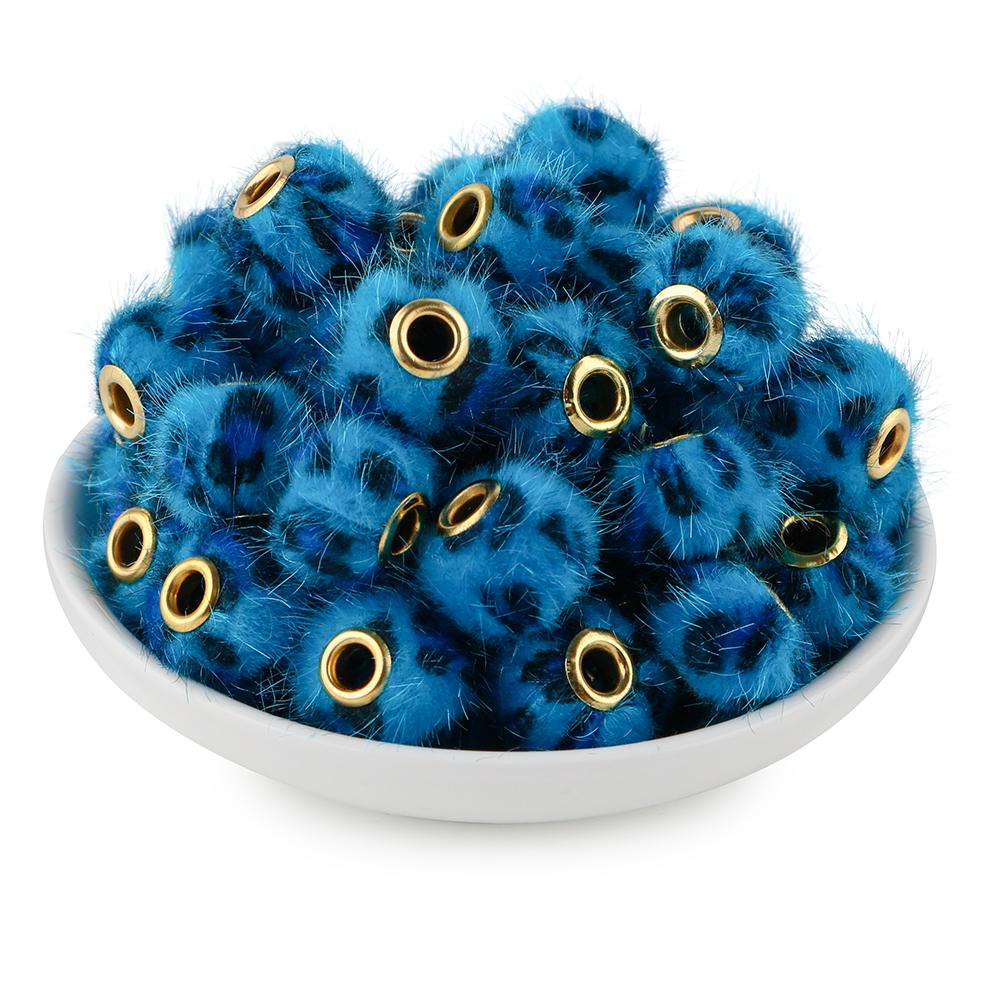 20Pcs/lot 20MM Pompom Beads Plush Fur Covered Ball Bead Charms Straight Hole Big Hole Spacer Beads For Handmade Jewelry Access