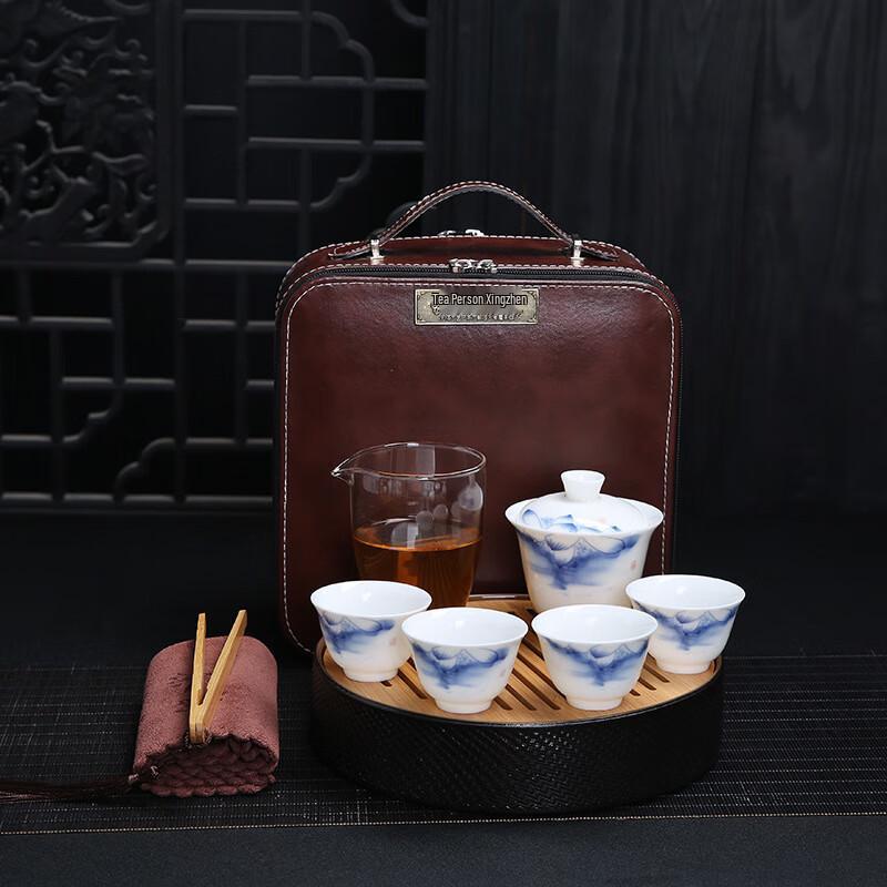 Chaxun Nordic Mutton-Fat Jade Ceramic Travel Tea Set