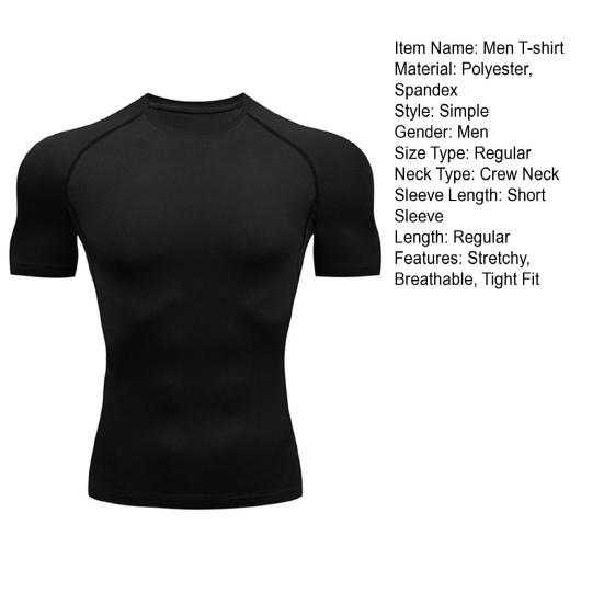 Herren Fitness Muskelshirt Rundhals Eng Anliegend Sportliches T-Shirt Atmungsaktives Formendes T-Shirt